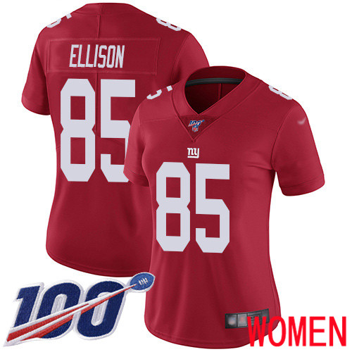 Women New York Giants #85 Rhett Ellison Red Limited Red Inverted Legend 100th Season Football NFL Jersey->women nfl jersey->Women Jersey